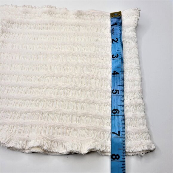 White Sexy Crop Top Strapless Tube Top Smocked Stretchy Summer Bandeau - NEW - Picture 8 of 12